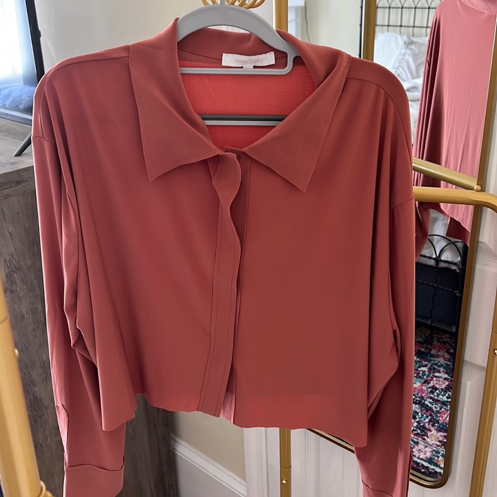 Cropped collared shirt